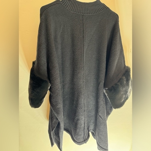 Alfani Classic Faux Fur Trim Plus Oversized Boho Chic Poncho Sweater xl 12/14/16 - Picture 9 of 9